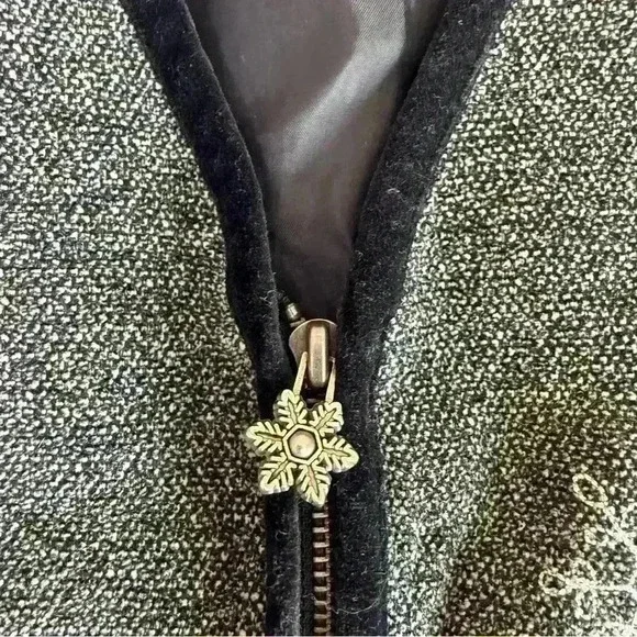 Vintage Talbots Snowflake Full Zip Vest Gray Size Small Embroidery Winter Casual - Picture 5 of 8